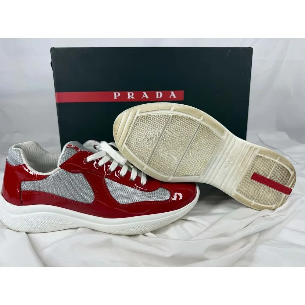 US Mens Size 9.5 Prada America Cup Red in Box SPB-JB 366788
